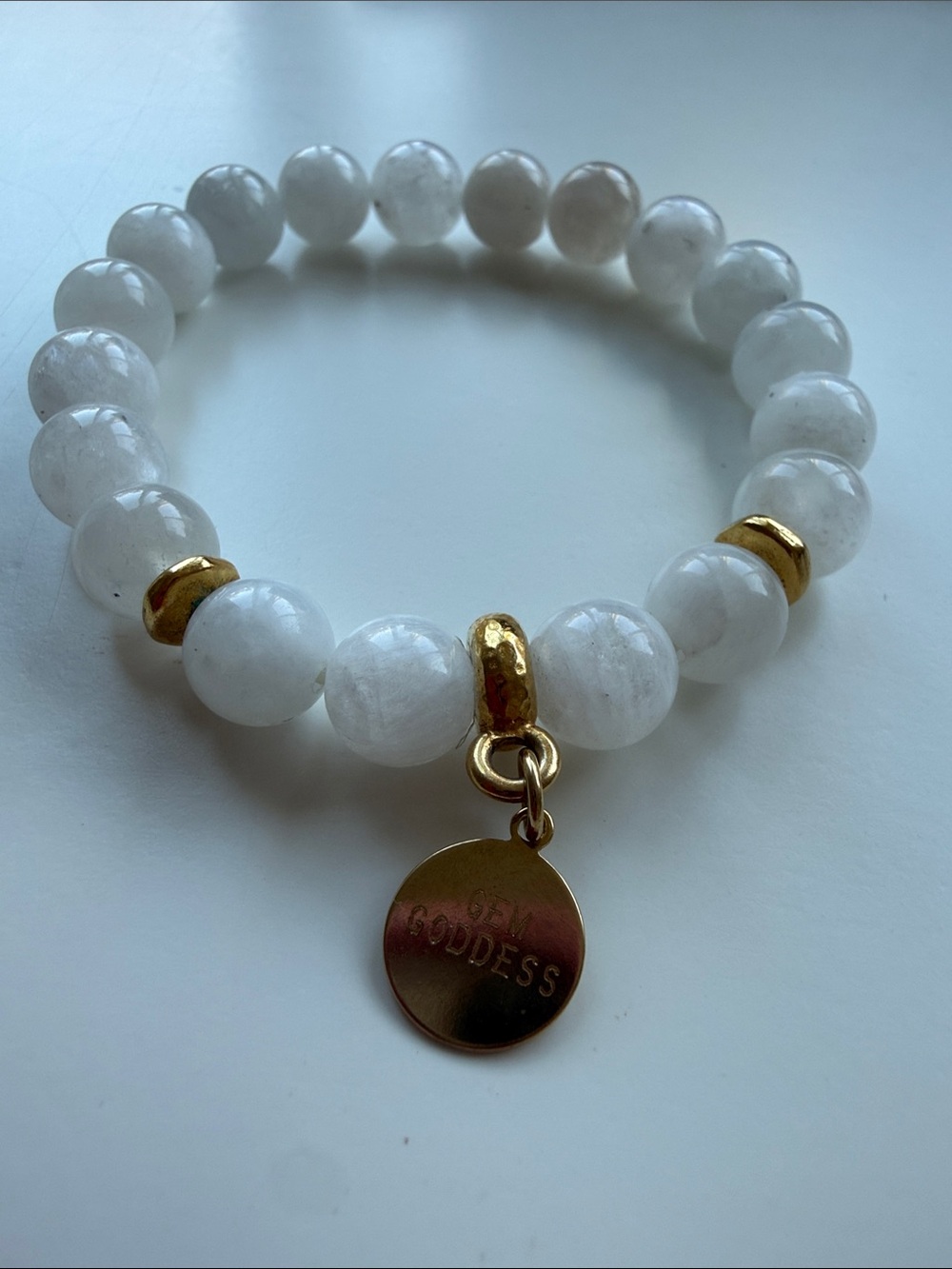 Rainbow Moonstone Beaded Bracelet by Luna Gem